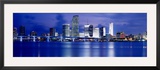 Panoramic View of an Urban Skyline at Night, Miami, Florida, USA