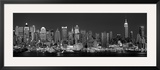 West Side Skyline at Night in Black and White, New York, USA