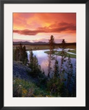 Yellowstone River Meandering Through Hayden Valley at Sunset, Yellowstone National Park, USA