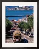 Buy Cable Car and Other Traffic on Street with Alcatraz in Distance, San Francisco, USA at AllPosters.com