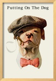 Dog in Hat and Bow Tie Smoking a Cigar