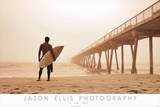 Jason Ellis In the Mist Surfer on Beach Art Print Poster