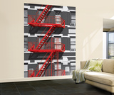 Red Fire Escape Huge Wall Mural Art Print Poster