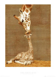 First Kiss (Giraffe with Baby) Art Poster Print