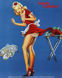 Fresh Lobster Blonde Waitress Pinched Retro Art Print Poster