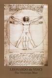 Leonardo da Vinci - Vitruvian Man, Green Border, Art Poster Print