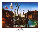 Salvador Dali Swans Reflecting Elephants White Border Art Print Poster