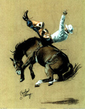 Cowboy (Riding Rodeo) Art Print Poster