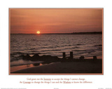 Serenity Prayer Ocean Beach Sunset Art Print Poster