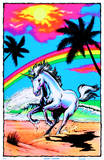 Galloping Unicorn with Rainbow Flocked Blacklight Poster Art Print
