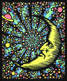 Moon and Stars Blacklight Reactive Cloth Wall Hanging