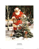 Santa Claus Tree in Snow Art Print Poster