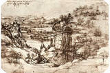 Leonardo da Vinci (Arno Landscape) Art Poster Print