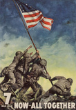 7th War Loan Bonds Iwo Jima Soldiers with Flag WWII War Propaganda Art Print Poster