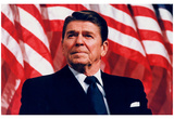 President Ronald Reagan (American Flag) Art Poster Print