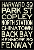 Boston MBTA Stations Vintage Subway RetroMetro Travel Poster