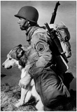 Soldier and Sled Dog 1942 Archival Photo Poster
