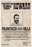 Pancho Villa Wanted Sign Print Poster