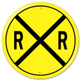 Railroad Crossing RR X-ing Round