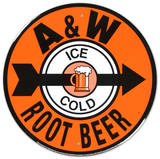 A and W Root Beer Soda Metal Round Tin Sign