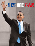 President Barack Obama (Yes We Can, Waving) Art Poster Print Mini Poster