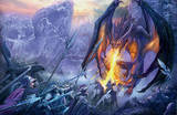 Dragon Attack at the Gorge Fantasy Art Print Poster