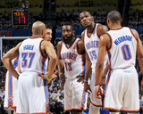 Oklahoma City, OK - June 6: Derek Fisher, Nick Collison, James Harden, Kevin Durant and Russell Wes