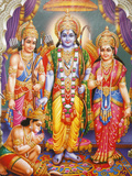 Picture of Hindu Gods Laksman, Rama, Sita and Hanuman, India, Asia