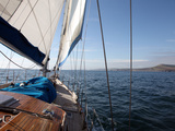 Yacht Sailing West Along the Coast, Dorset, England, United Kingdom, Europe