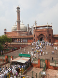 People Leaving the Jama Masjid (Friday Mosque) after the Friday Prayers, Old Delhi, Delhi, India, A