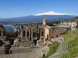 Buy The Greek Amphitheatre and Mount Etna, Taormina, Sicily, Italy, Europe at AllPosters.com