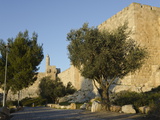 View at Sunset of the City Walls Promenade with Tower of David in Background, Old City, Jerusalem, 