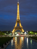 Eiffel Tower and Reflection at Twilight, Paris, France, Europe Photographic Print
