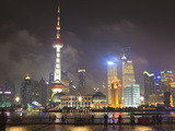 Pudong Skyline at Night across the Huangpu River, Oriental Pearl Tower on Left, Shanghai, China, As