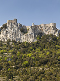 View of the Cathar Castle of Peyrepertuse in Languedoc-Roussillon, France, Europe