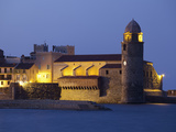 The Church of Notre-Dame-Des-Anges at Dusk from the Harbour at Collioure, Cote Vermeille, Languedoc