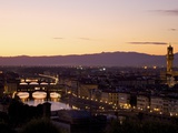 Ponte Vecchio, River Arno and Palazzo Vecchio in Evening Light from Piazzale Michelangelo, Florence