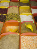 Corn and Grains Displayed in Market, Cuzco, Peru