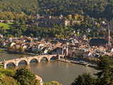 View of the Alte Brucke (Old Bridge), Neckar River Heidelberg Castle and Old Town from the Philosop
