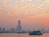Taiwan, Kaohsiung, View of Harbour Looking Towards the City and Kaoshiung 85 Sky Tower - Tunex Sky 