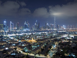 United Arab Emirates, Dubai, Skyline of Modern Skyscrapers Including the Burj Khalifa on Sheikh Zay