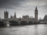 Big Ben, Houses of Parliament and Westminster Bridge, London, England, Uk