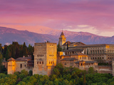 The Alhambra Palace at Sunset, Granada, Granada Province, Andalucia, Spain