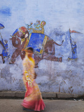 Woman Passing Mural, Bundi, Rajasthan, India