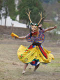 A Dancer Performs Shazam Tam, Dance of Four Stags Outside Punakha Dzong, Dance Commemorates the Sub