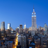 USA, New York, New York City, Manhattan, Midtown Manhattan, Elevated Dusk View Towards the Empire S