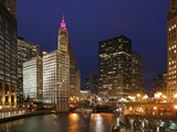 The Wrigley Building in the Loop in Chicago on a Rainy Day, USA