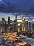 Singapore, Aerial View of Singapore Skyline and Esplanade Theathre