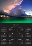 Lighting striking over green and blue water Poster Calendar