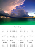 Lighting striking over green and blue water Poster Calendar